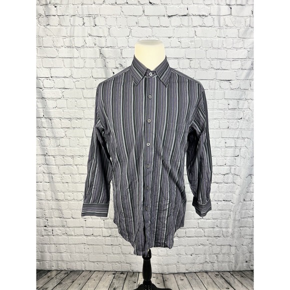 Ermengildo Zegna Long Sleeve Button Down Shirt Men's SZ XL Multicolor, Striped - Picture 1 of 8